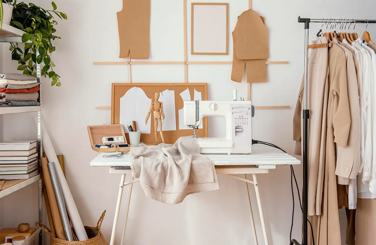 Atelier Arbeitsplatz mit Schneidermantel